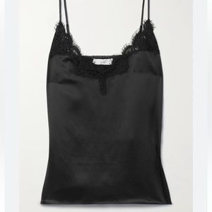 Astrologie - Black Satin Lace Spaghetti Strap Tank Top